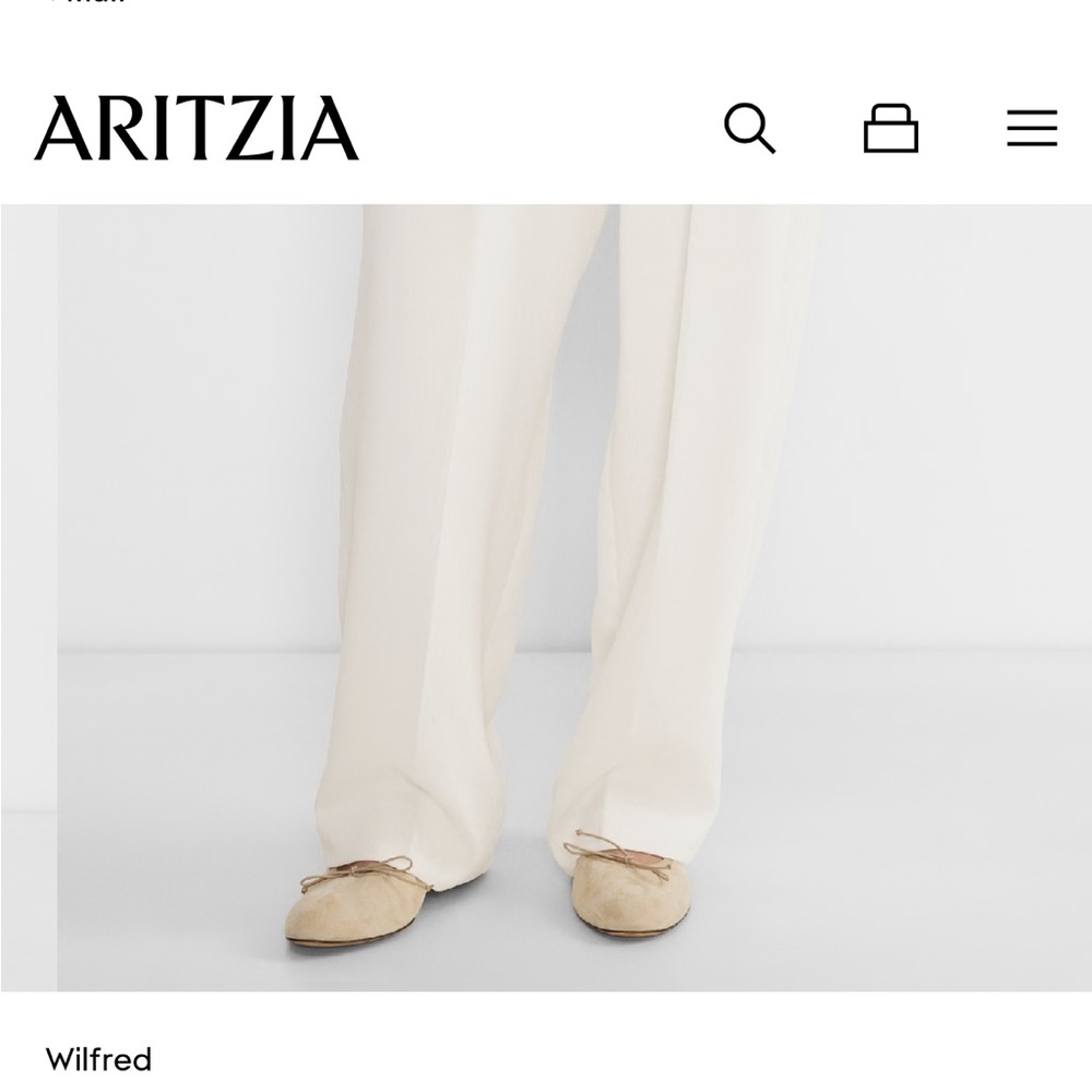 Aritzia Wilfred Pleated Wide-Leg Descend Pants in Cream